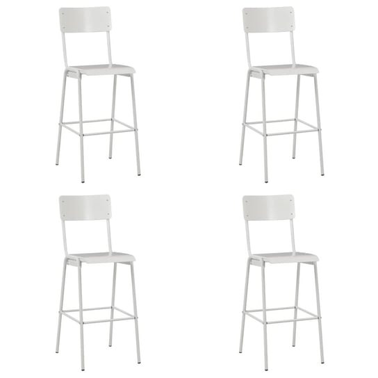 Krzesła barowe vidaXL, 4 szt., białe, sklejka i stal vidaXL