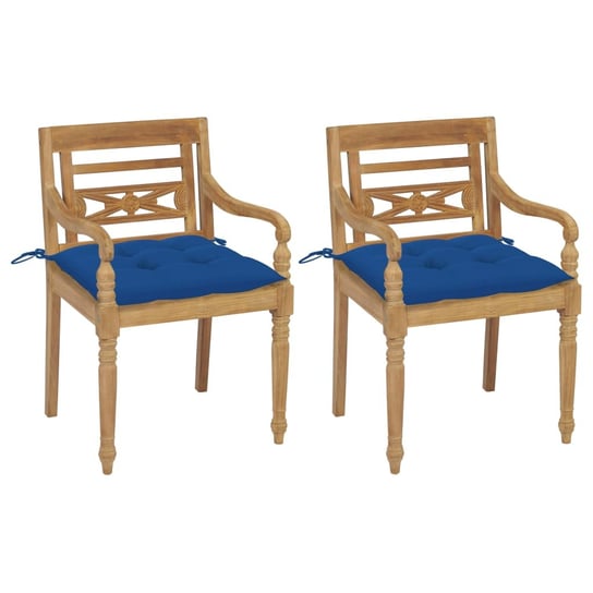 Krzesła Batavia z jasnoniebieskimi poduszkami, 2 szt., tekowe vidaXL