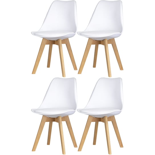 Krzesła do jadalni 4 sztuki nowoczesne ekoskóra białe Sara JANA