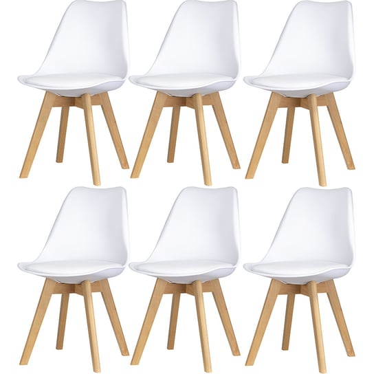 Krzesła do jadalni 6 sztuk nowoczesne ekoskóra białe Sara JANA