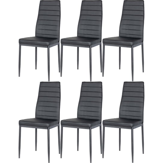 Krzesła do jadalni 6 sztuk nowoczesne ekoskóra czarne Zyta JANA