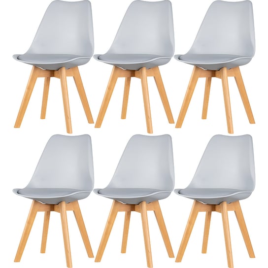 Krzesła do jadalni 6 sztuk nowoczesne ekoskóra szare Sara JANA