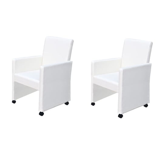 Krzesła do jadalni vidaXL, skórzane, biały, 58,5x65x88 cm, 2 szt. vidaXL