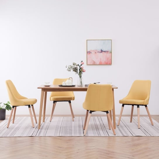 Krzesła do jadalni VidaXL, żółte, tapicerowane tkaniną, 4 sztuk vidaXL