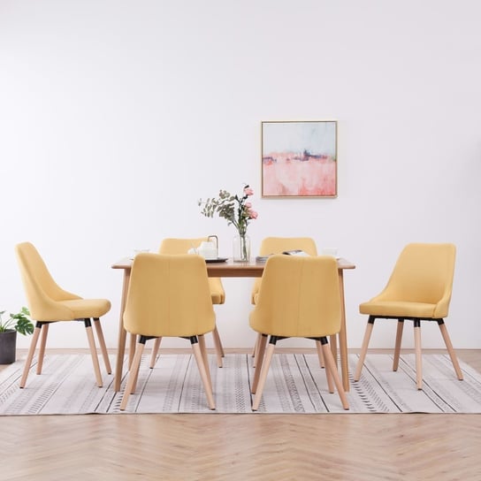 Krzesła do jadalni VidaXL, żółte, tapicerowane tkaniną, 6 sztuk vidaXL