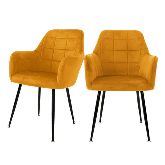 Krzesła do jadalni z oparciem i podłokietnikami Zestaw 2 turkusowych aksamitnych obić z metalowymi nogami ML Design ML-DESIGN