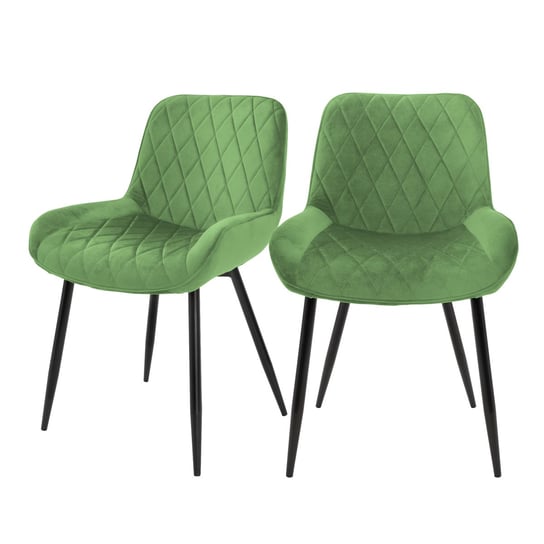 Krzesła do jadalni z oparciem i podłokietnikami Zestaw 2 zielonych aksamitnych obić z metalowymi nogami ML Design ML-DESIGN