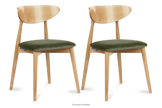 Krzesła drewniane dąb zielony welur 2szt RABI Konsimo Konsimo