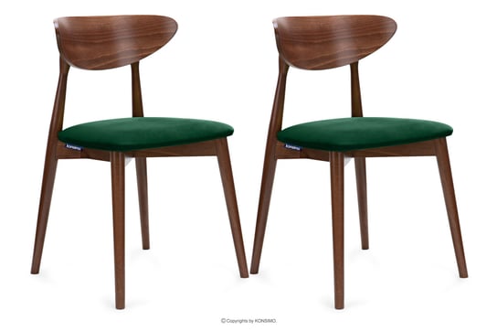 Krzesła drewniane orzech średni ciemny zielony welur 2szt RABI Konsimo Konsimo