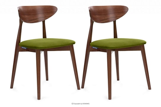 Krzesła drewniane orzech zielony welur 2szt RABI Konsimo Konsimo