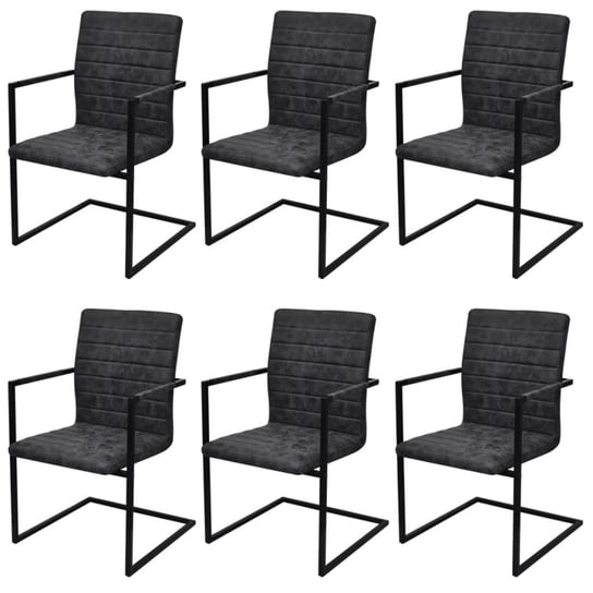 Krzesła jadalniane czarne 6 szt. 53x61x88cm PU+sta / AAALOE Inna marka