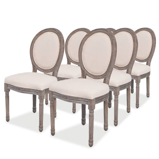 Krzesła jadalniane lniane, kremowe, 6 sztuk, 50x56 Zakito
