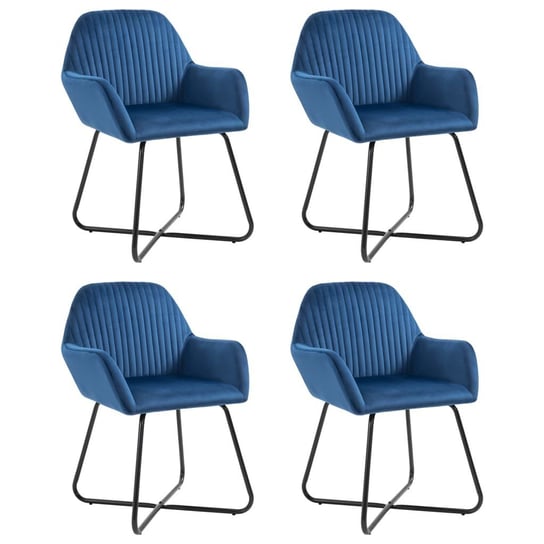 Krzesła jadalniane VidaXL, niebieskie, aksamitne, 4 sztuki vidaXL