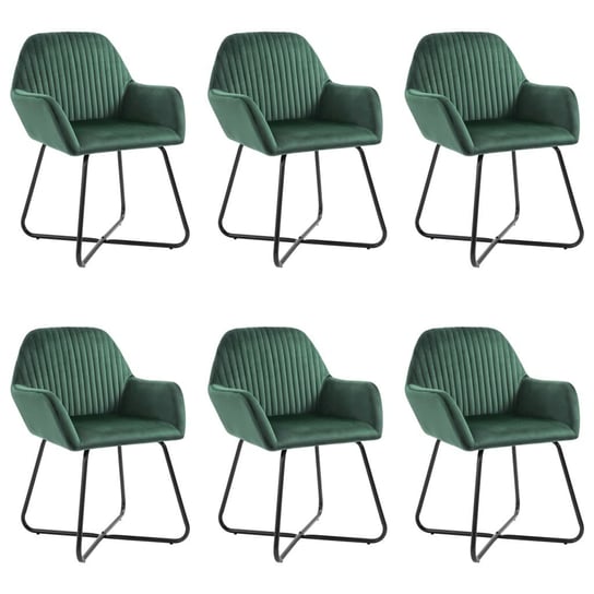 Krzesła jadalniane VidaXL, zielone, aksamitne, 6 sztuk vidaXL