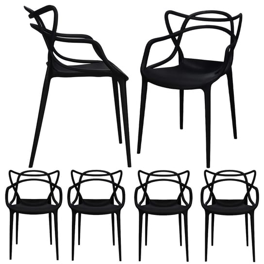 Krzesła Matrix 4 szt. loftowe do jadalni, kuchni, biura nowoczesne czarne Springos