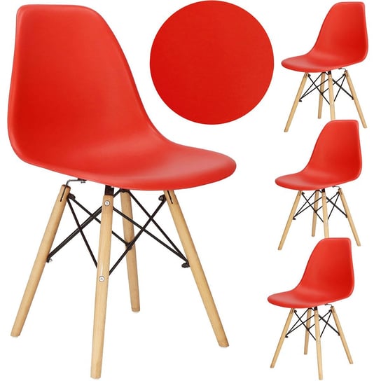 Krzesła Milano 4 szt. czerwone do jadalni, kuchni skandynawskie Springos