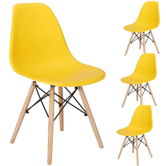 Krzesła Milano 4 szt. żółte do jadalni, kuchni skandynawskie Springos