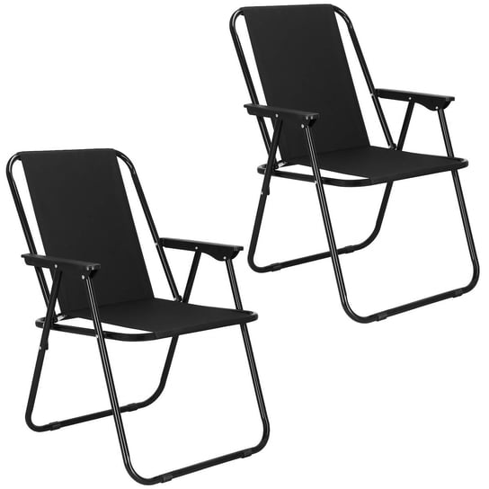 Krzesła na plaże 2 szt. wędkarskie składane krzesełka kempingowe czarne Springos