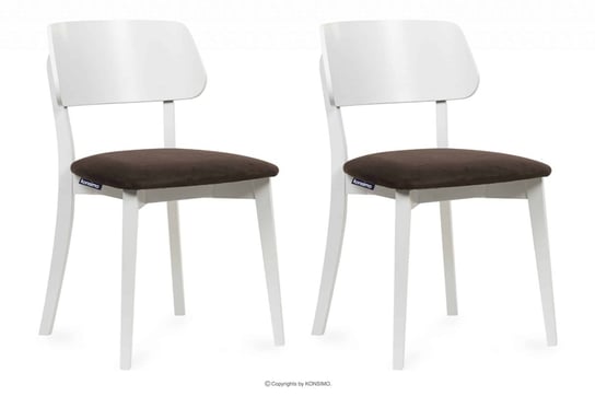 Krzesła nowoczesne białe drewniane brąz 2szt VINIS Konsimo Konsimo