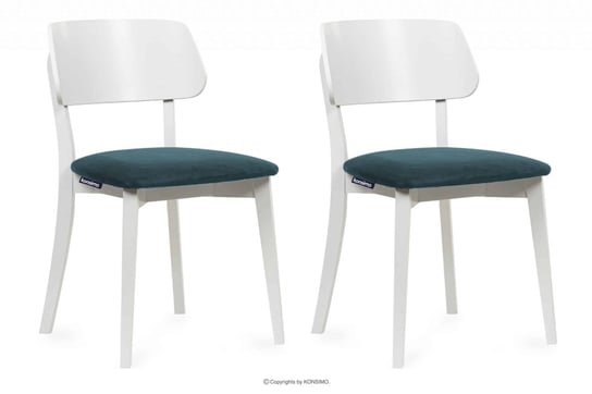 Krzesła nowoczesne białe drewniane turkus 2szt VINIS Konsimo Konsimo