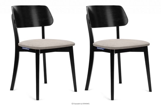 Krzesła nowoczesne czarne drewniane beż 2szt VINIS Konsimo Konsimo