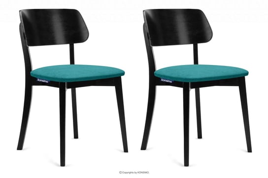 Krzesła nowoczesne czarne drewniane turkus 2szt VINIS Konsimo Konsimo