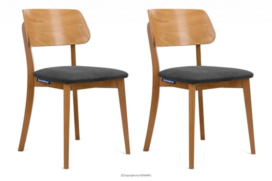 Krzesła nowoczesne drewniane dąb grafitowe 2szt VINIS Konsimo Konsimo