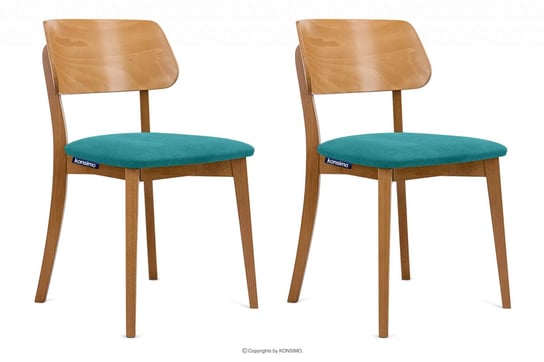Krzesła nowoczesne drewniane dąb turkusowe 2szt VINIS Konsimo Konsimo