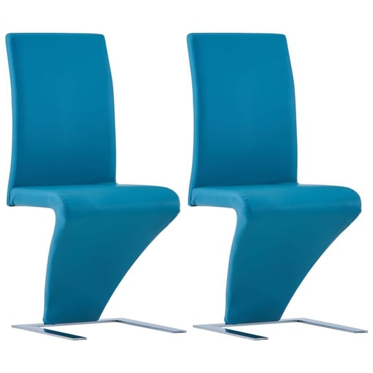 Krzesła o zygzakowatej formie vidaXL,  2 szt, niebieskie, sztuczna skóra vidaXL