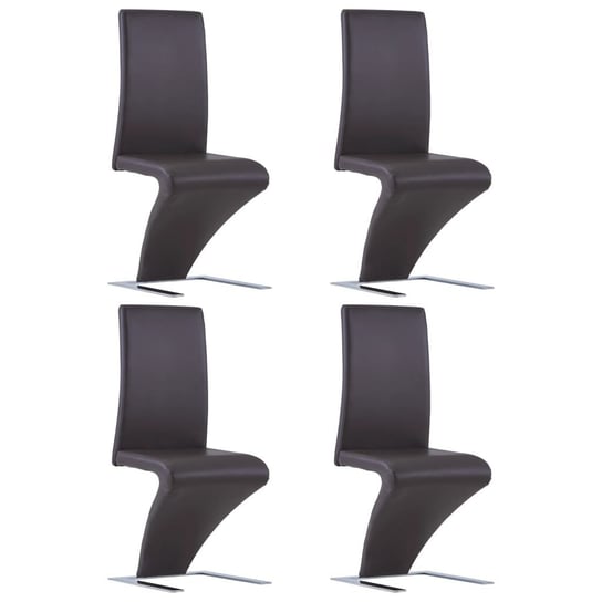 Krzesła o zygzakowatej formie VidaXL, brązowe, sztuczna skóra, 4 sztuki vidaXL
