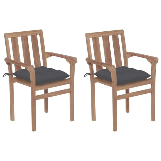 Krzesła ogrodowe, 2 szt., antracytowe poduszki, drewno tekowe vidaXL