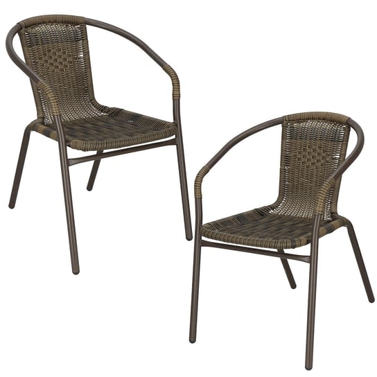Krzesła ogrodowe 2 szt. na taras metalowe brązowe zestaw Springos