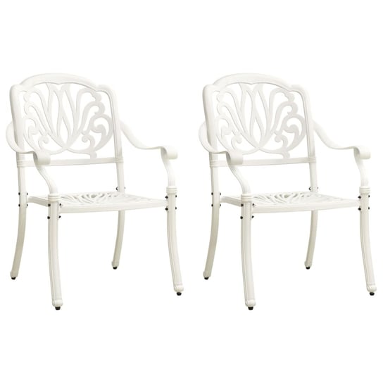 Krzesła ogrodowe 2 szt., odlewane aluminium, białe vidaXL