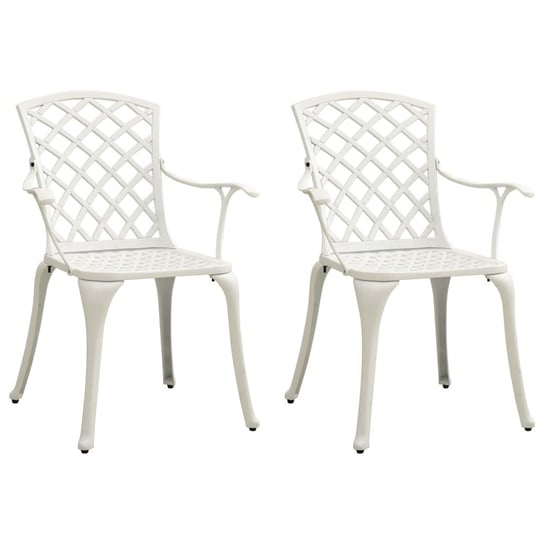 Krzesła ogrodowe 2 szt., odlewane aluminium, białe vidaXL