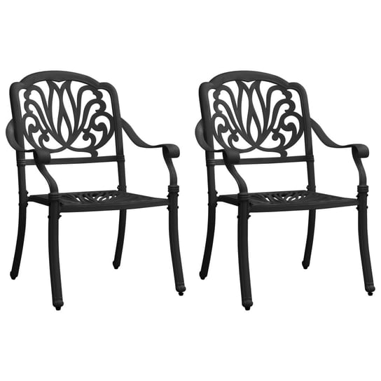 Krzesła ogrodowe 2 szt., odlewane aluminium, czarne vidaXL
