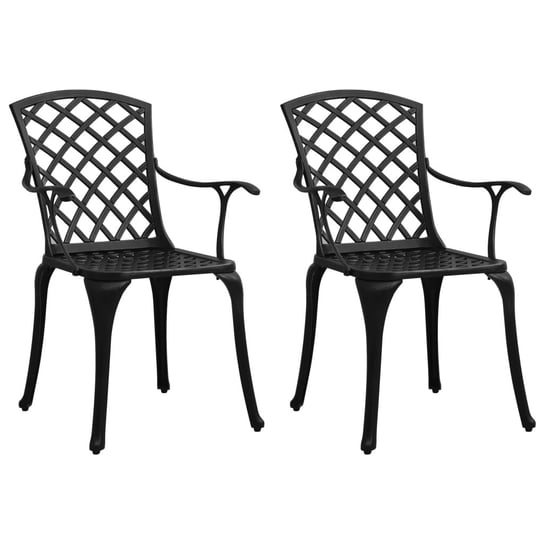 Krzesła ogrodowe 2 szt., odlewane aluminium, czarne vidaXL