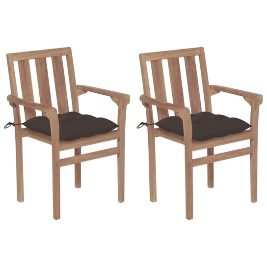 Krzesła ogrodowe, 2 szt., poduszki taupe, drewno tekowe vidaXL