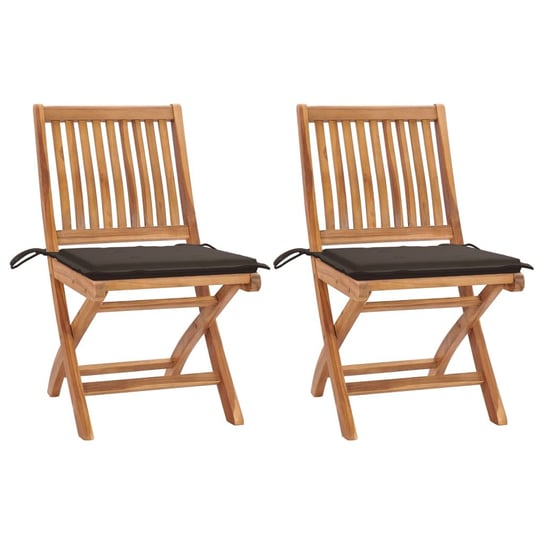 Krzesła ogrodowe, 2 szt., poduszki taupe, lite drewno tekowe vidaXL