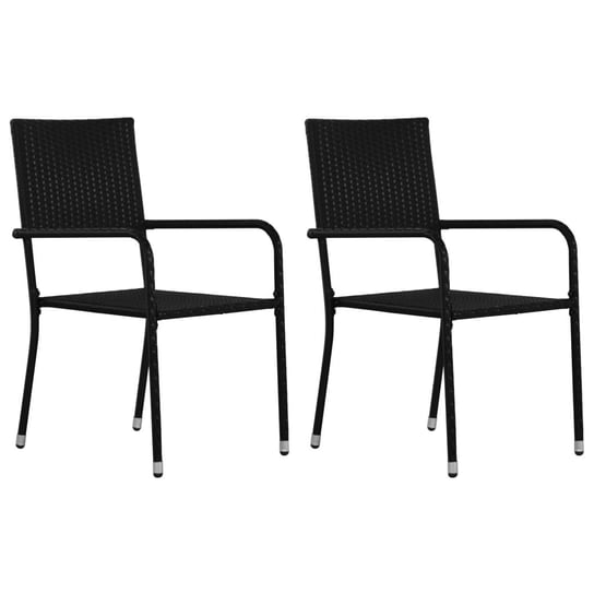Krzesła ogrodowe, 2 szt., polirattan, czarne vidaXL