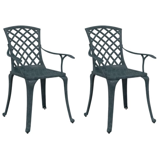 Krzesła ogrodowe 2 szt., zielone, odlewane alumini vidaXL