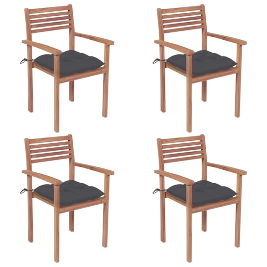 Krzesła ogrodowe, 4 szt., antracytowe poduszki, drewno tekowe vidaXL