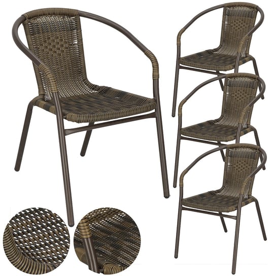 Krzesła ogrodowe 4 szt. metalowe na taras brązowe zestaw Springos