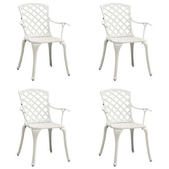 Krzesła ogrodowe 4 szt., odlewane aluminium, białe vidaXL