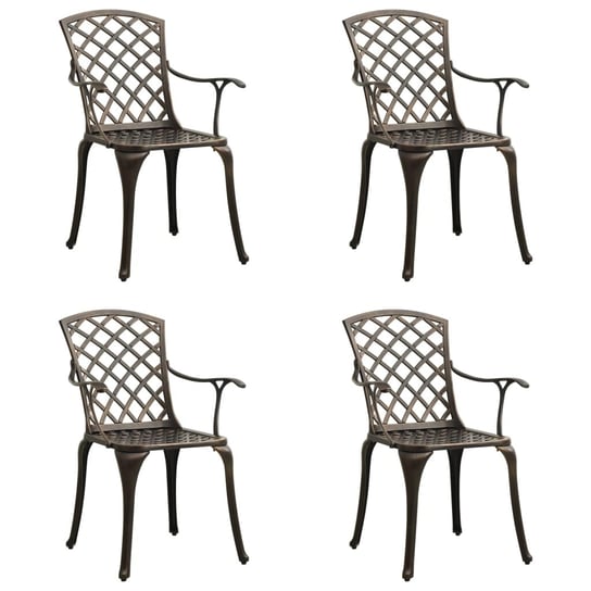 Krzesła ogrodowe 4 szt., odlewane aluminium, brązowe vidaXL