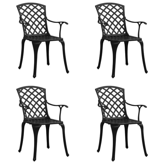 Krzesła ogrodowe 4 szt., odlewane aluminium, czarne vidaXL