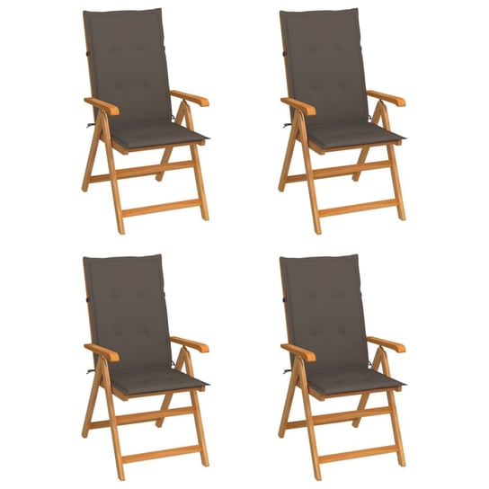 Krzesła ogrodowe, 4 szt., poduszki taupe, drewno tekowe vidaXL