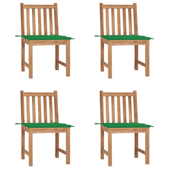 Krzesła ogrodowe, 4 szt., z poduszkami, lite drewno tekowe vidaXL