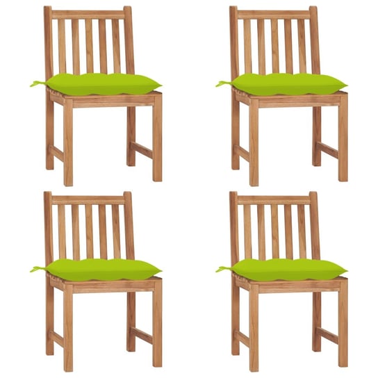 Krzesła ogrodowe, 4 szt., z poduszkami, lite drewno tekowe vidaXL