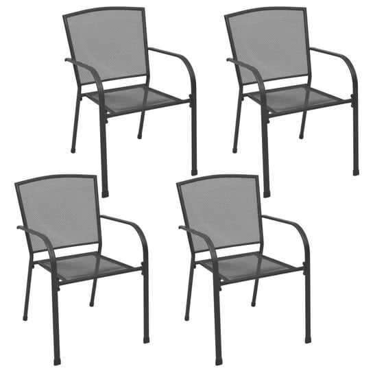 Krzesła ogrodowe, 4 szt., z siatką, stal, antracytowe vidaXL