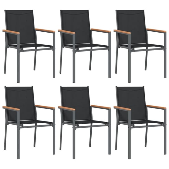 Krzesła ogrodowe, 6 szt, czarne, 55x61,5x90cm, tex vidaXL